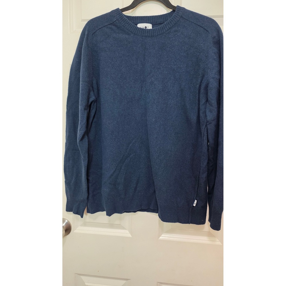 NN07 No Nationality 100%Wool Sweater Mens‎ XL Blue Crewneck Italian Yarns Knit